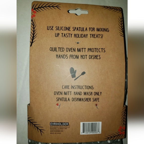 : * Bright Baking Holiday christmas 2pc Oven Mitt and Spatula Set winter deer - Picture 6 of 7